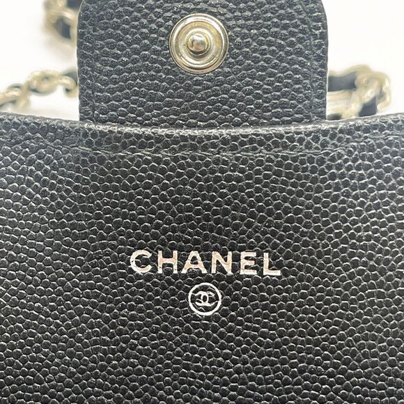 Authentic CHANEL CC Classic Caviar Flap Wallet on Chain Shoulder Crossbody Black - Picture 11 of 16